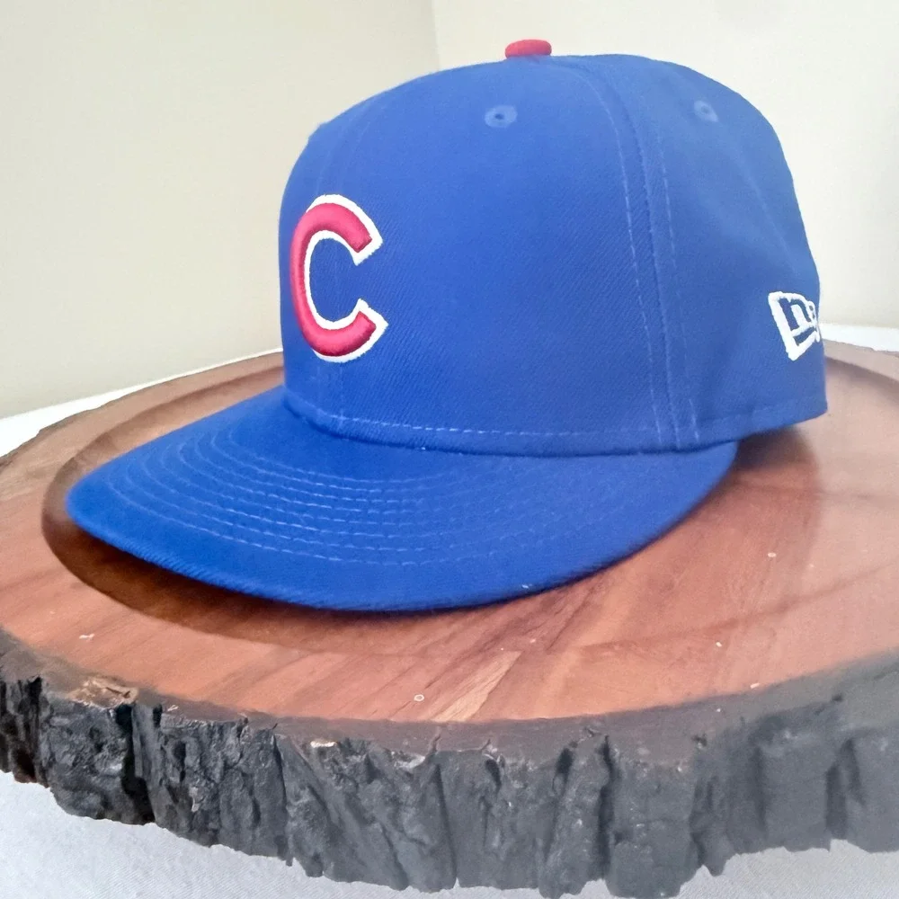 New Era Chicago Cubs Hat Kids 6 3/4 59FIFTY Fitted Blue Baseball Cap MLB